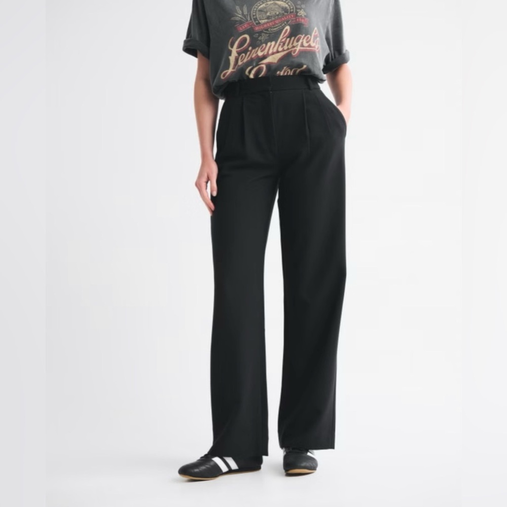 Abercrombie & Fitch Sloane Tailored Pants | Ultra High Rise Wide Leg | Black 2L